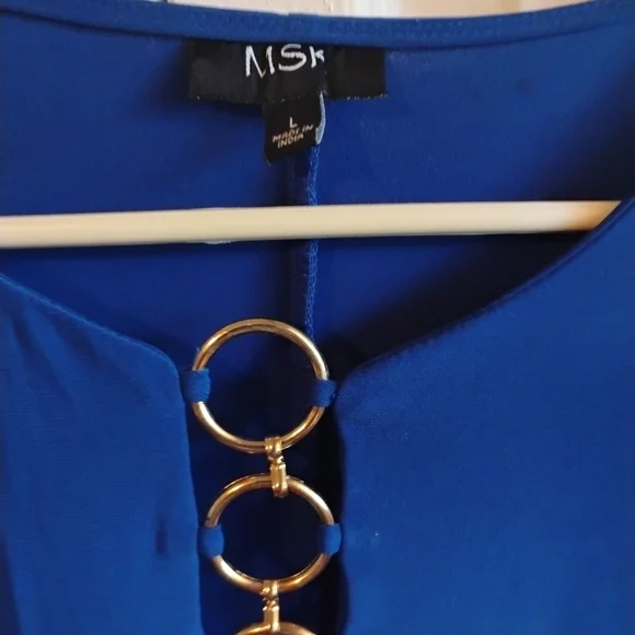 MSK Royal Blue Sleeveless Dress with Gold Ring Detail - Size Large - Picture 5 of 9